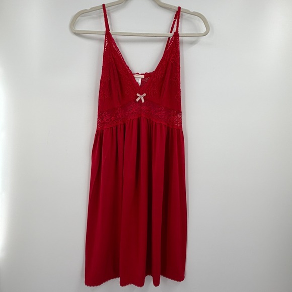 Eberjey Other - Eberjey Womens Slip Dress Size M Red Lace Modal Babydoll Lingerie Coquette